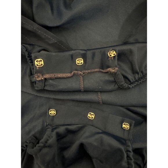 Vintage Blue Swan Nylon Satinette Button-Up Shirt Bodysuit With Pointed Collar L - Picture 13 of 13